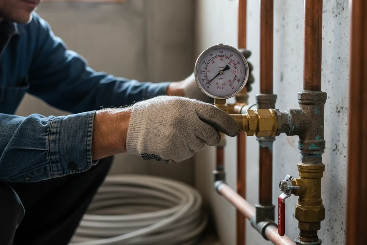 Pressure testing a repaired line during Water Line Repair in Haverstraw